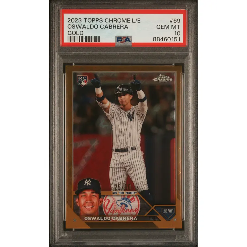 Oswaldo Cabrera 2023 Topps Chrome Logofractor Gold #25/50 PSA 10 Gem Mint