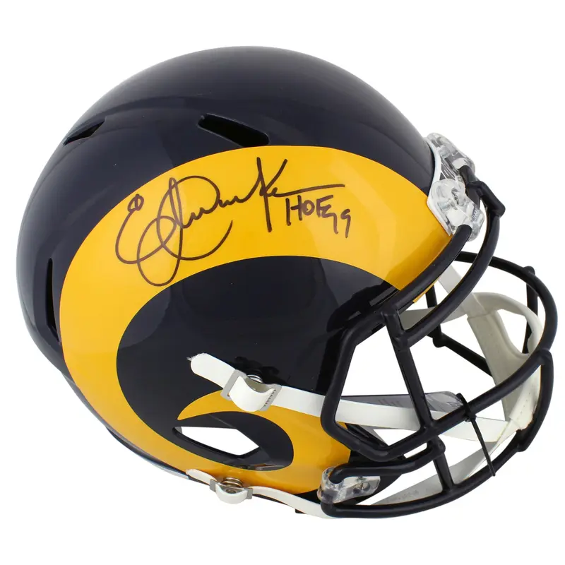 Rams Eric Dickerson "HOF 99" Signed Full Size Speed Rep Helmet BAS Witnessed