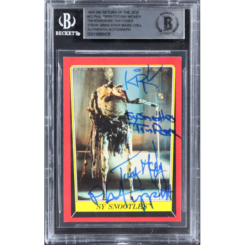 Star Wars (4) Tippett, McVey, Rose +1 Signed 1983 SW ROTJ #22 Card BAS Slabbed