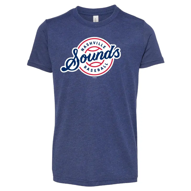 Nashville Sounds Youth Navy Lockup Logo Triblend Tee