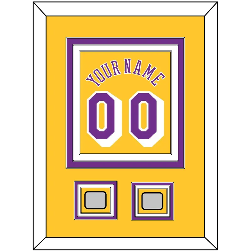 Los Angeles Name & Number With 2 Champions Patches - Home Yellow (1978-1997) - Triple Mat 2