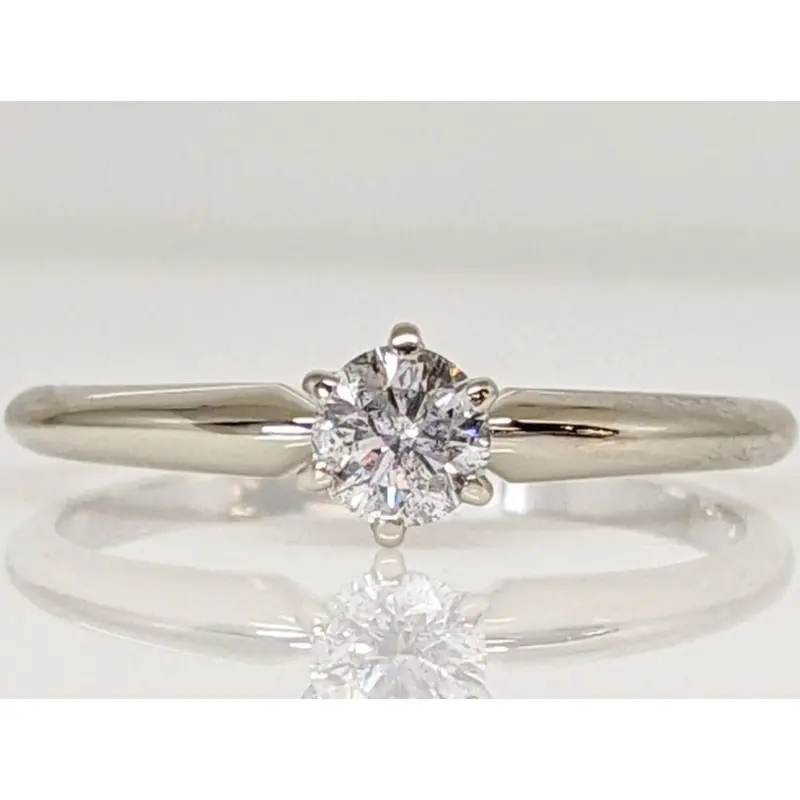 14K WHITE .23 CARAT TOTAL I1 H DIAMOND ROUND ESTATE SOLITAIRE RING 1.6 GRAMS