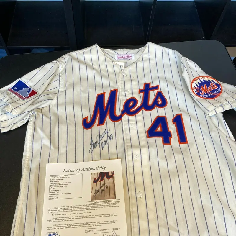 Tom Seaver 1967 Rookie Of Year Signed New York Mets Mitchell & Ness Jersey JSA