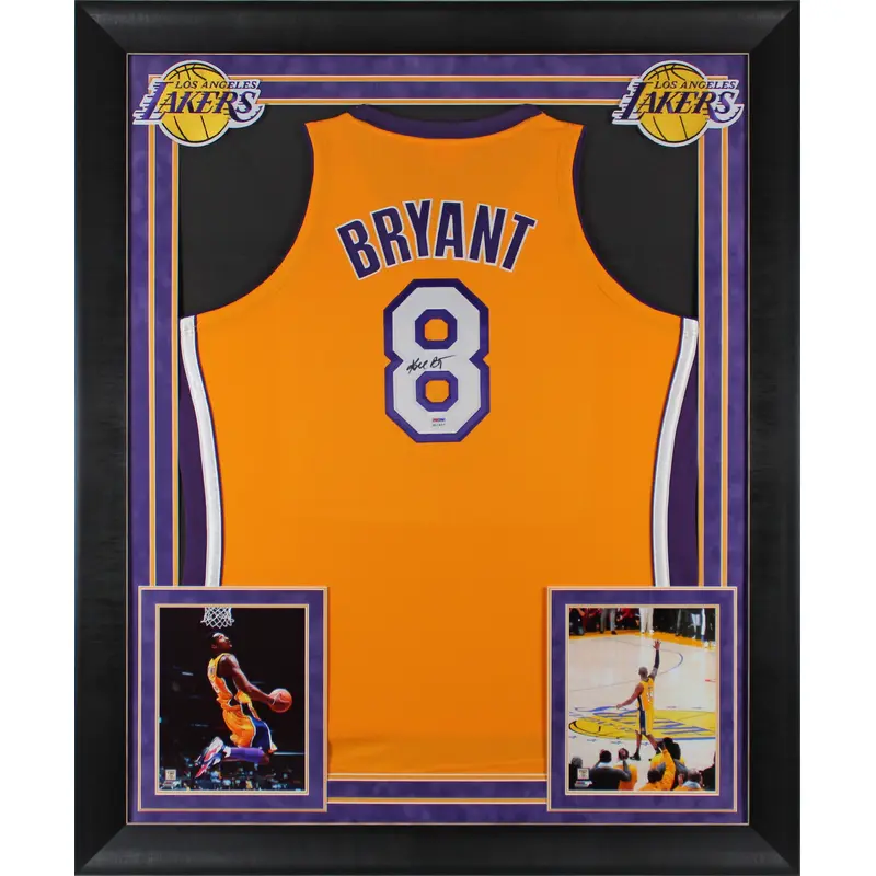 Lakers Kobe Bryant Signed M&N 2000-01 Yellow Framed Jersey PSA/DNA #B11456