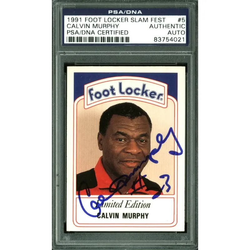 Rockets Calvin Murphy Signed Card 1991 Foot Locker Slam Fest #5 PSA/DNA Slabbed