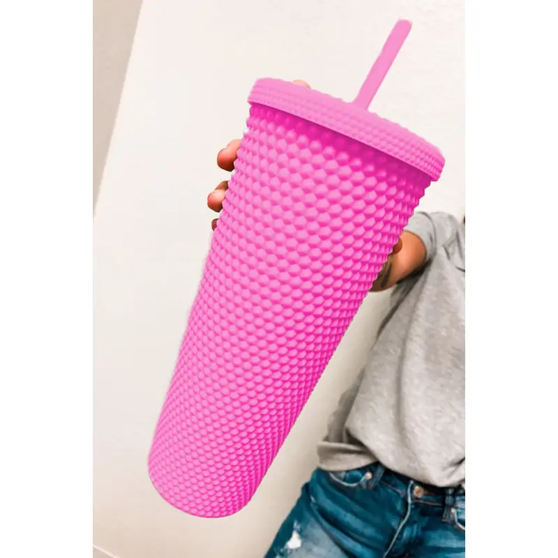 Fiery Red Reusable Matte Plastic Tumbler Cup