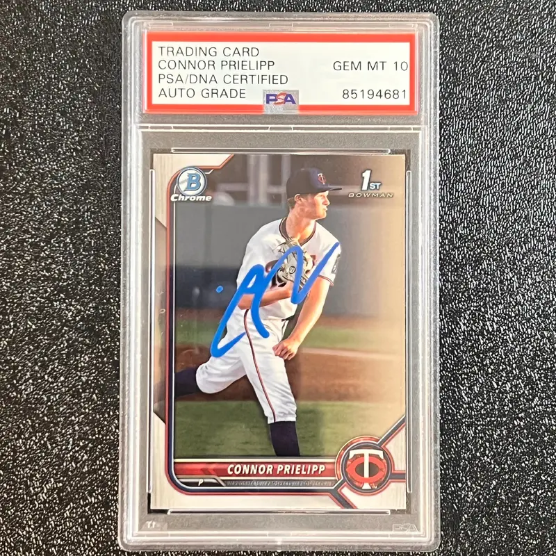 2022 Topps Bowman Chrome #BDC-8 Connor Prielipp Signed Card PSA Slabbed Auto 10 Twins