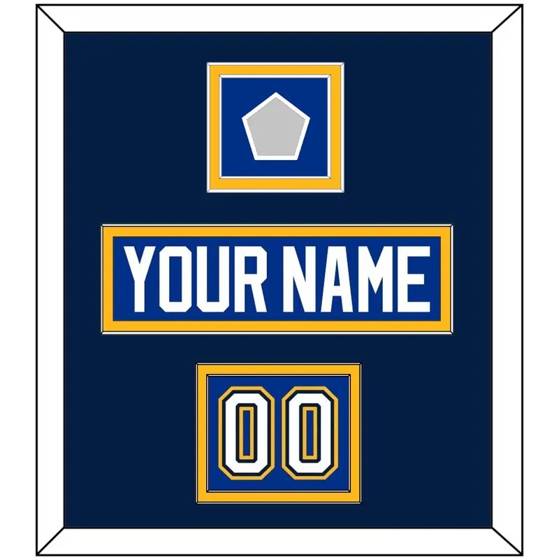 St. Louis Nameplate, Number (Shoulder) & Stanley Cup Finals Patch - Home Blue - Double Mat 3
