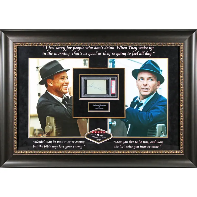 Frank Sinatra Authentic Signed & Framed Cut Signature PSA/DNA Slabbed