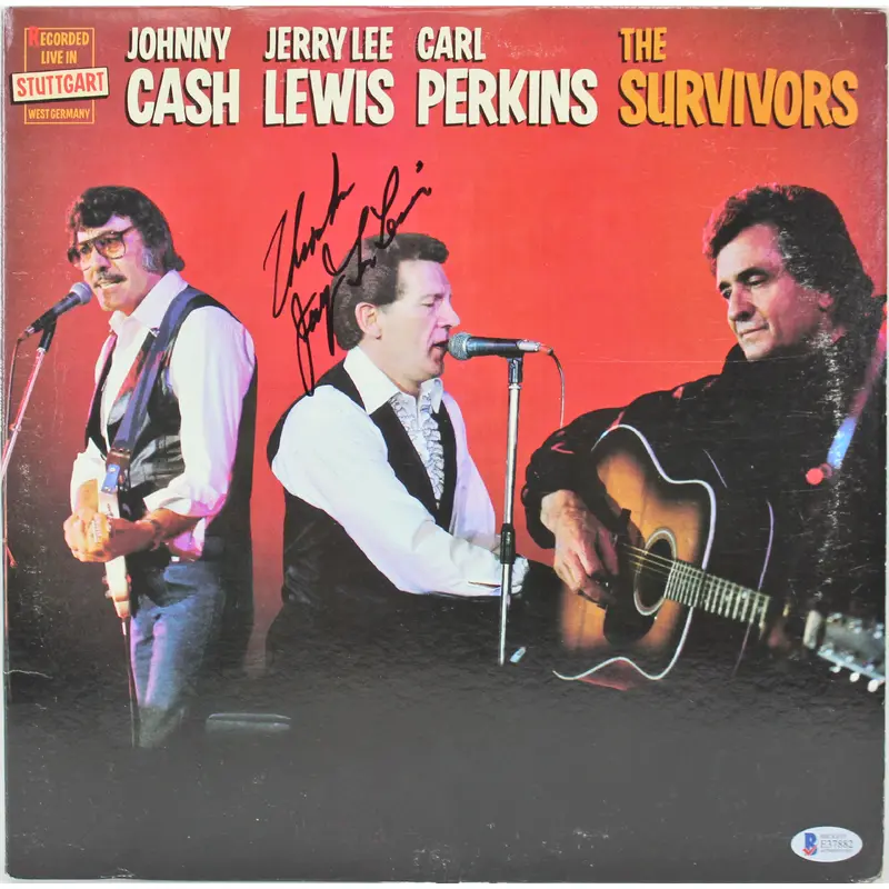 Jerry Lee Lewis Authentic Signed The Survivors Album Cover W/ Vinyl BAS #E37882