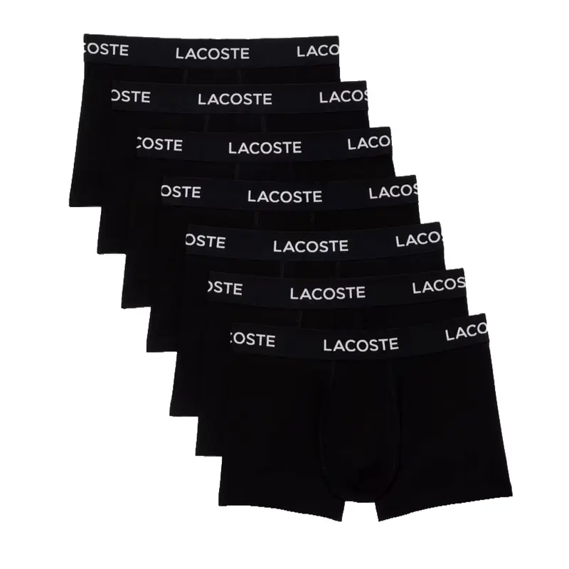 LACOSTE BLACK MENS UNDERWEAR 7 PACK TRUNKS 5H0864 031