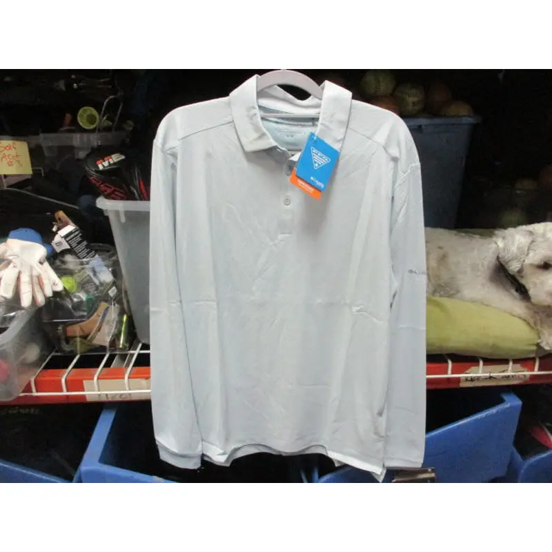 Columbia Omni-Shade Sun Deflector Grey Longsleeve Polo Shirt Adult Size Large