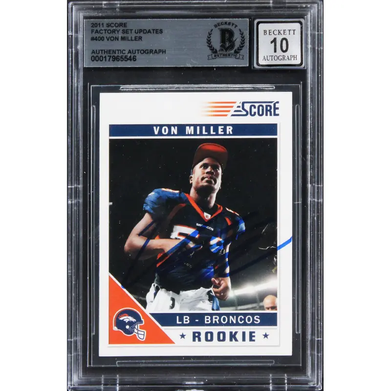 Broncos Von Miller Signed 2011 Score FSU #400 Rookie Card Auto 10! BAS Slabbed