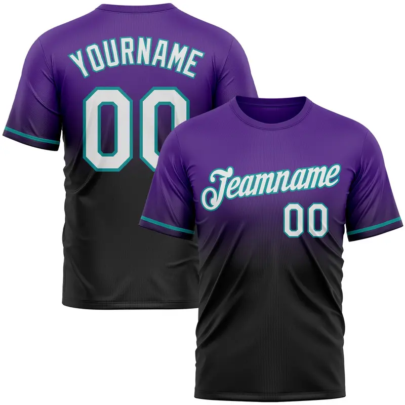 Custom Purple Black-Teal Fade Fashion Performance T-Shirt