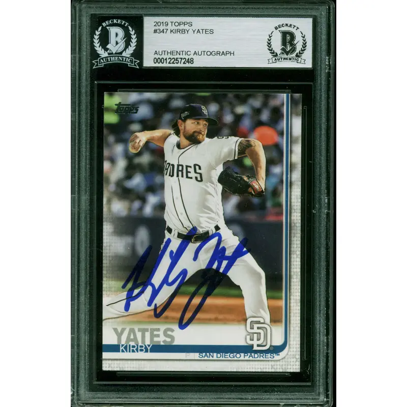Padres Kirby Yates Authentic Signed 2019 Topps #347 Card BAS Slabbed