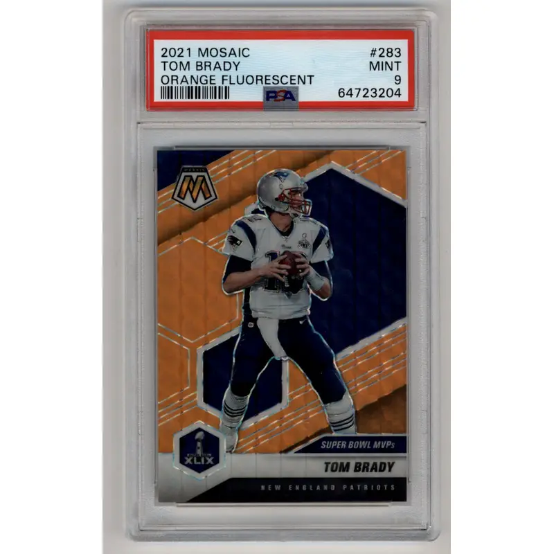 Tom Brady 2021 Moasic Orange Fluorescent #283 19/25 PSA 9 Mint