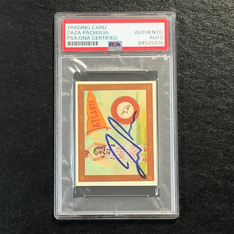 2008-09 Topps T51 Murad Mini #70 Zaza Pachulia Signed Card AUTO PSA Slabbed Hawks