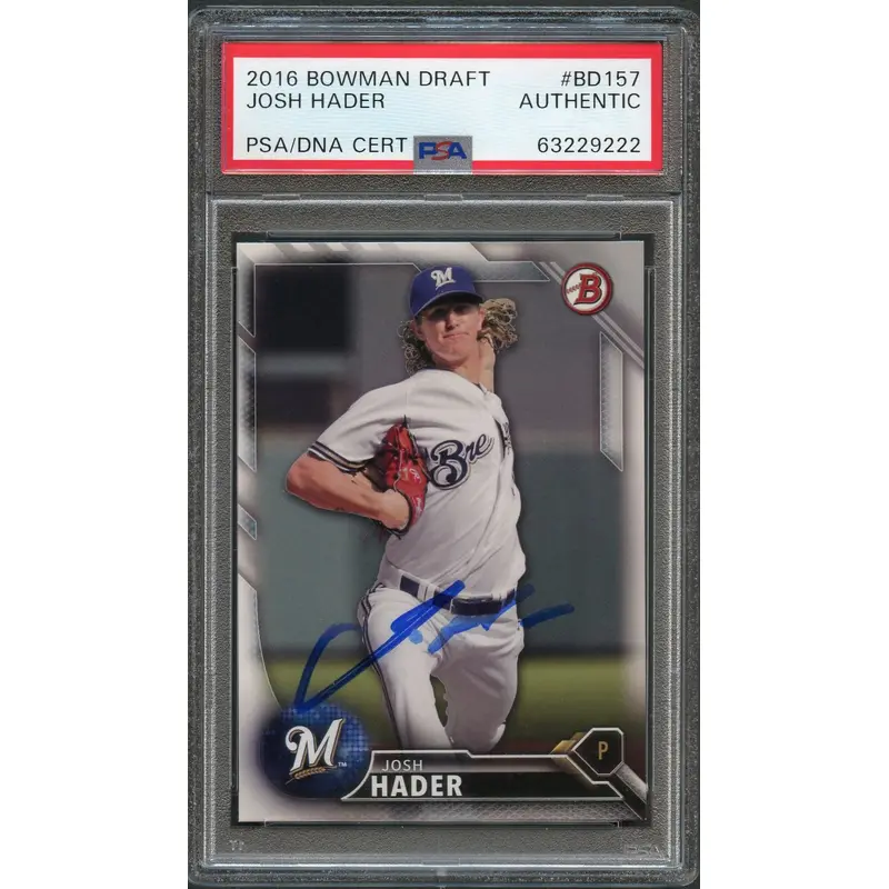 2016 Bowman Draft #157 Josh Hader Signed Card PSA Slabbed Auto Brewers
