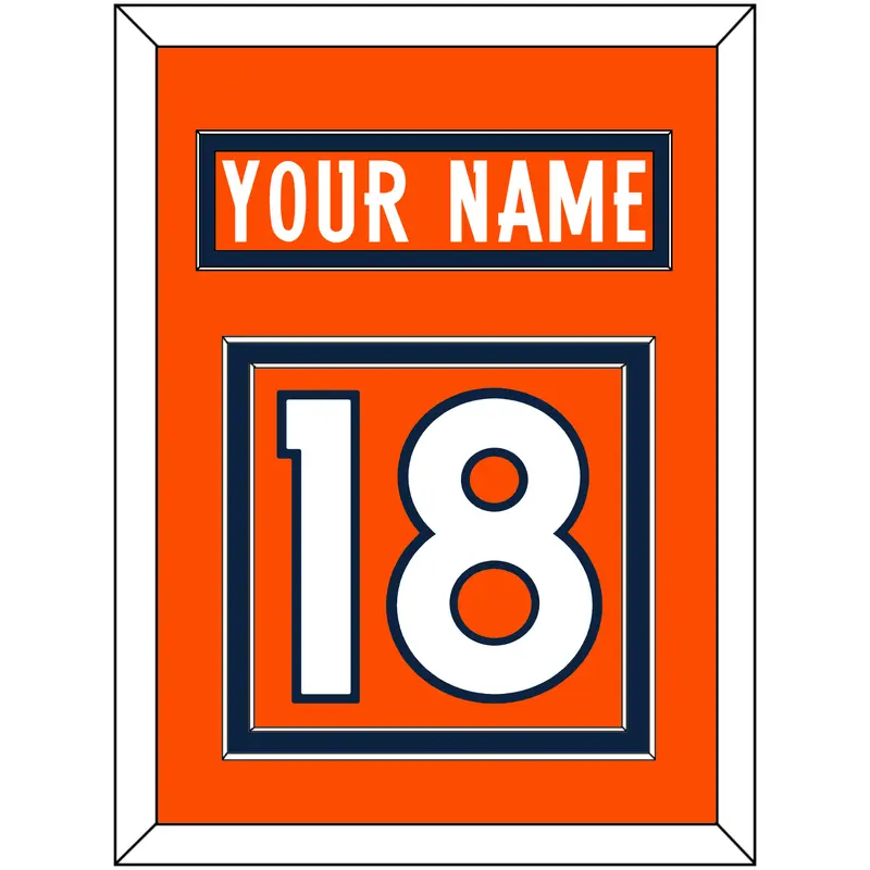 Denver Nameplate & Number (Back) - Home Orange (2012-2023) - Double Mat 2