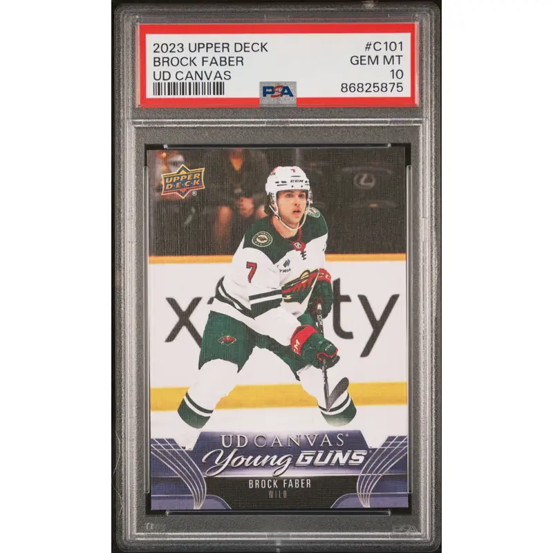 Brock Faber 2023 Upper Deck Canvas Young Guns #C101 PSA 10 Gem Mint