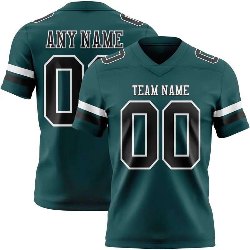 Custom Midnight Green Black-White Mesh Authentic Football Jersey