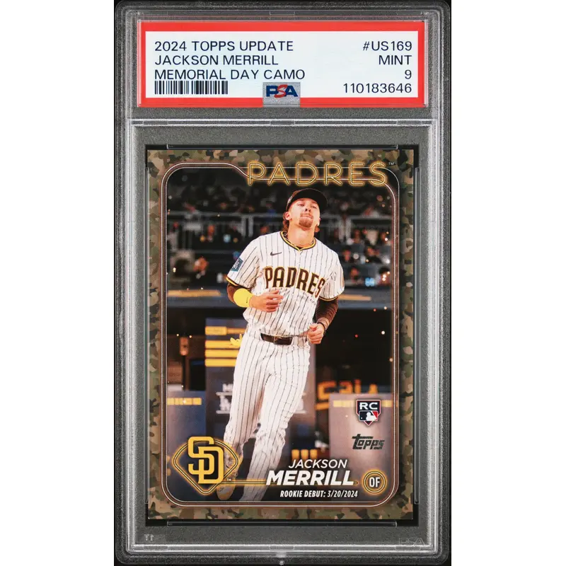 Jackson Merrill 2024 Topps Update #US169 Memorial Day Camo #4/25 PSA 9 Mint