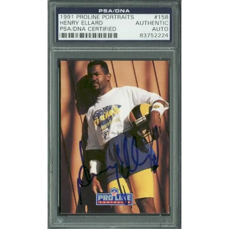 Rams Henry Ellard Authentic Signed Card 1991 Proline Portraits #158 PSA Slabbed