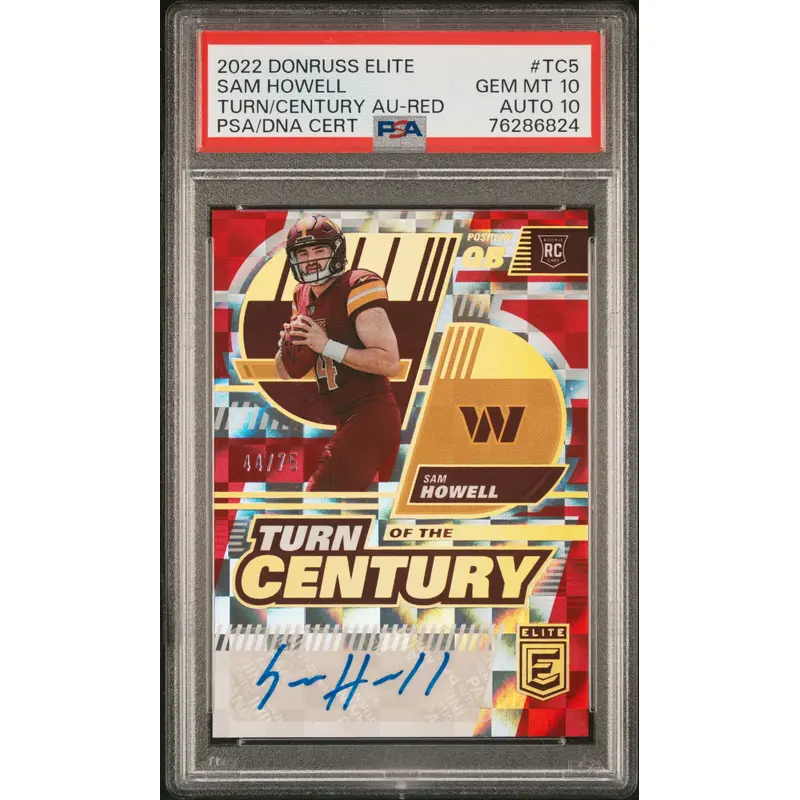 Sam Howell 2022 Donruss Elite Turn of the Century Red Auto #44/75 PSA 10 Auto 10