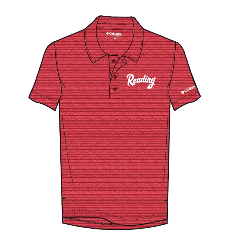 Columbia Red Omni-Wick Set II Polo W/ 'Reading' Wordmark