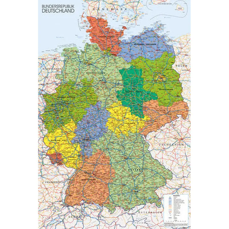 Map of Germany Wall Chart Poster - GB Eye