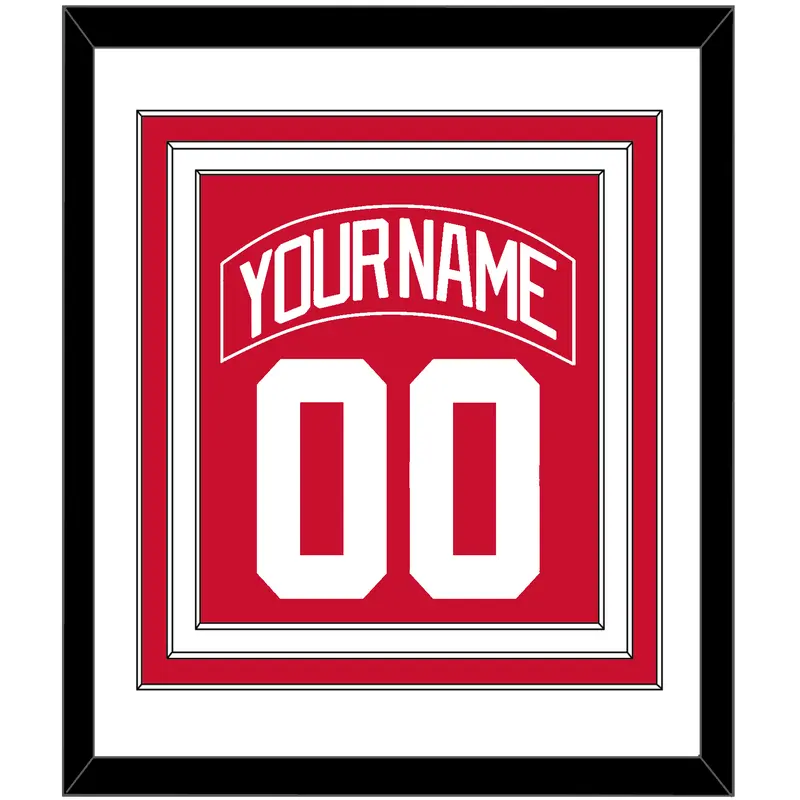 Detroit Nameplate & Number (Back) Combined - Home Red (2007-2017) - Triple Mat 1