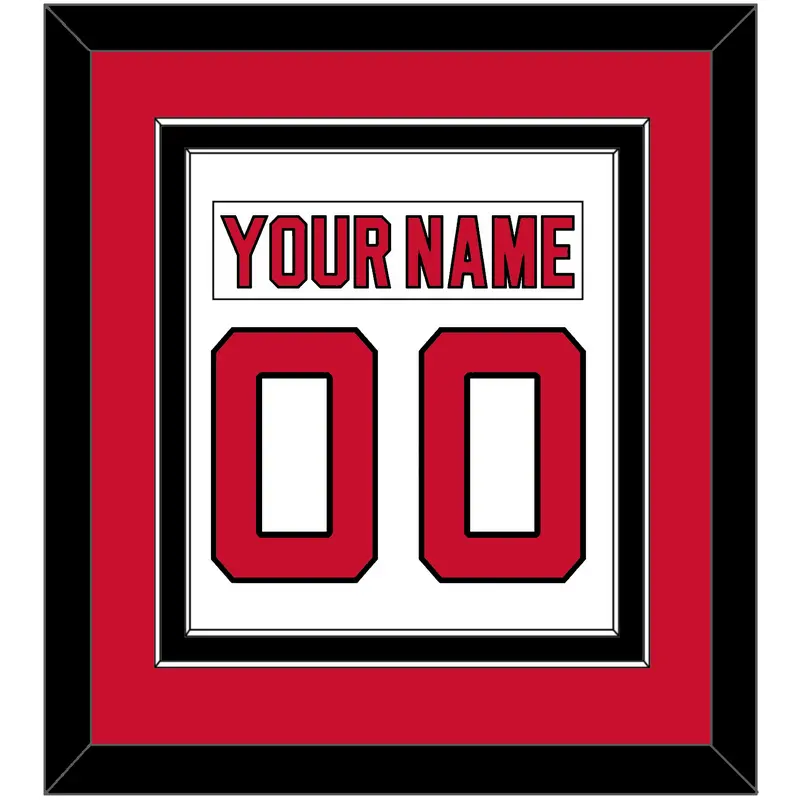New Jersey Nameplate & Number (Back) Combined - Road White (2007-2017) - Double Mat 2