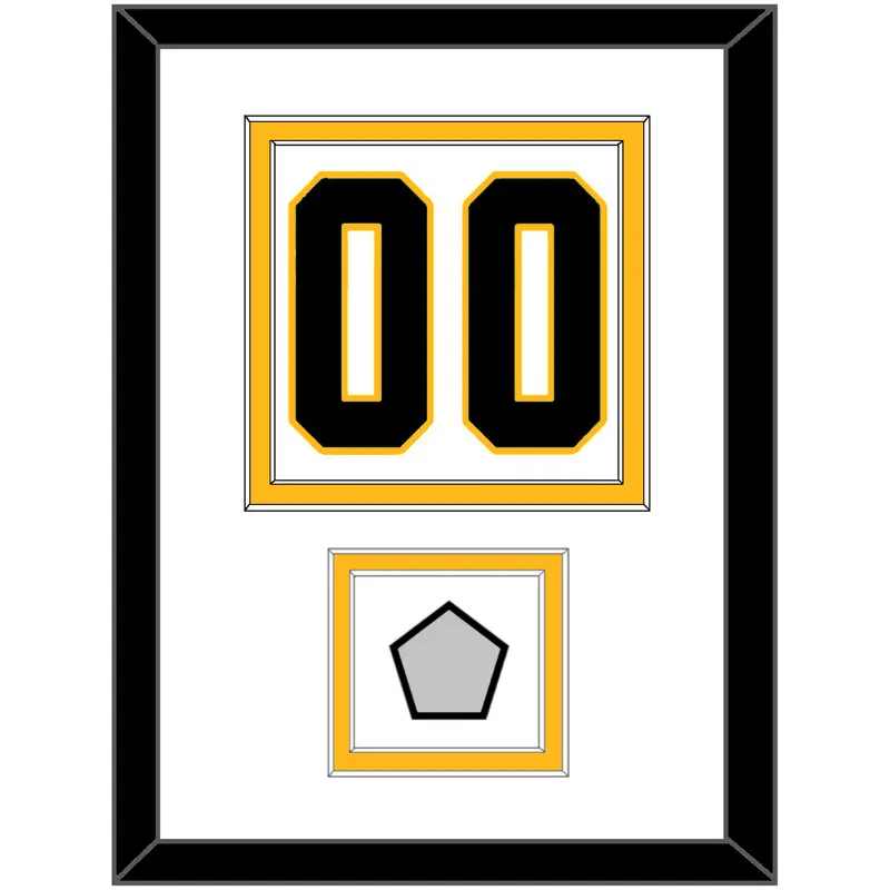 Pittsburgh Number (Back) & Stanley Cup Champions Patch - Road White - Double Mat 1