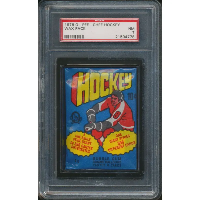 1976/77 OPC O-Pee-Chee Hockey Unopened Wax Pack PSA 7