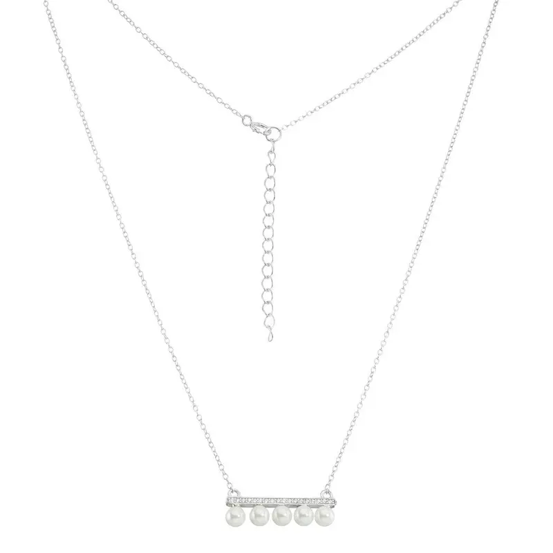 Sterling Silver CZ Bar with 5 FWP Necklace