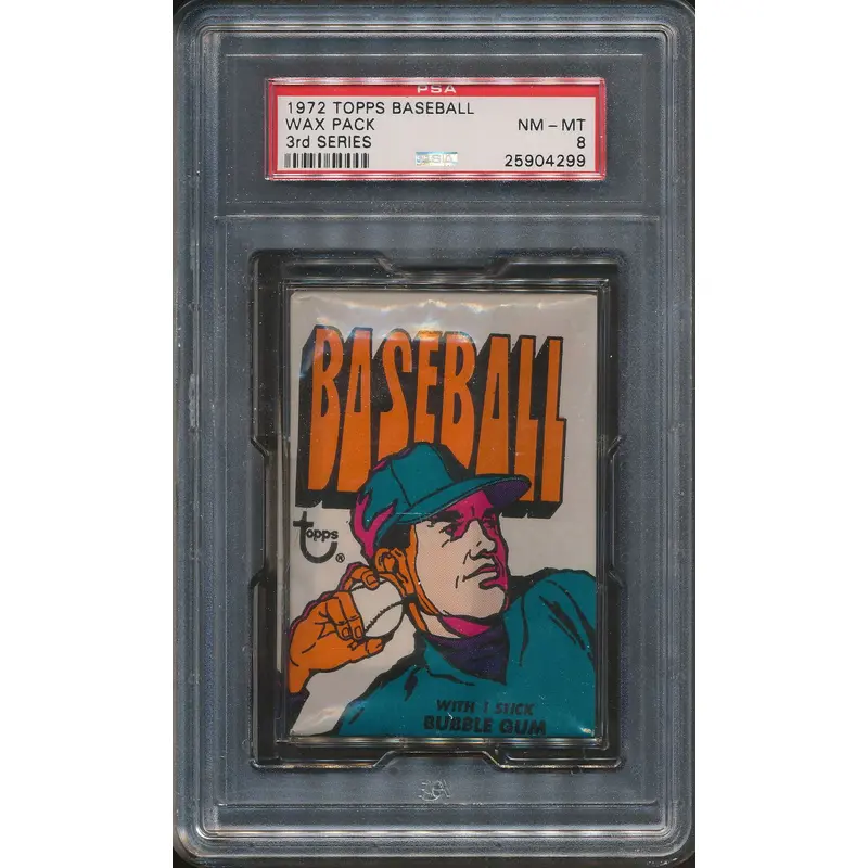 1972 Topps Baseball Unopened Series 3 Wax Pack PSA 8