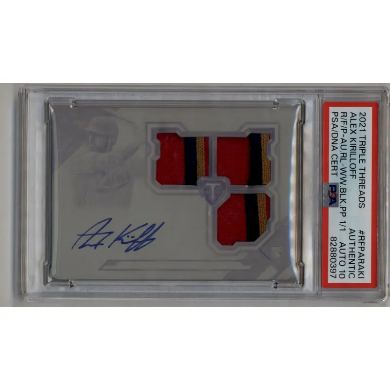 Alex Kirilloff 2021 Topps Triple Threads Printing Plate Relic Auto 1/1 PSA Authentic