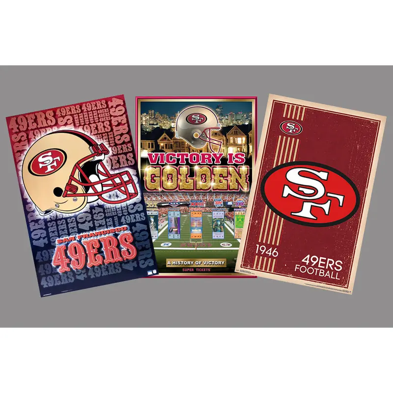 COMBO: San Francisco 49ers Football 3-Poster Theme Art Logo Championship Combo Set