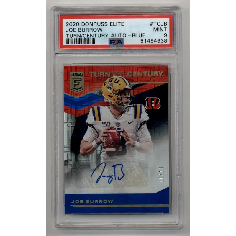Joe Burrow 2020 Donruss Elite Turn of the Century Auto 10/10 PSA 9 Mint