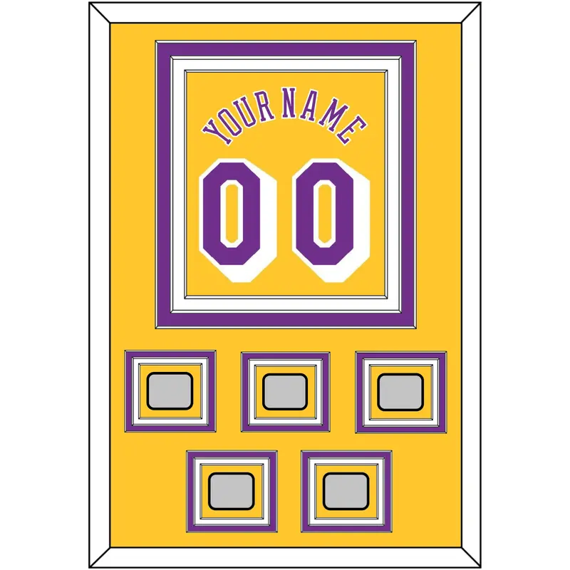 Los Angeles Name & Number With 5 Trophy Patches - Home Yellow (1978-1997) - Triple Mat 2