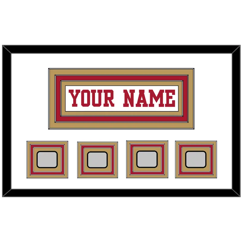 San Francisco Nameplate & 4 Super Bowl Patches - Road White - Triple Mat 2