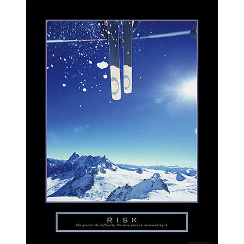 Skiing "Risk" Motivational Inspirational Poster - Front Line