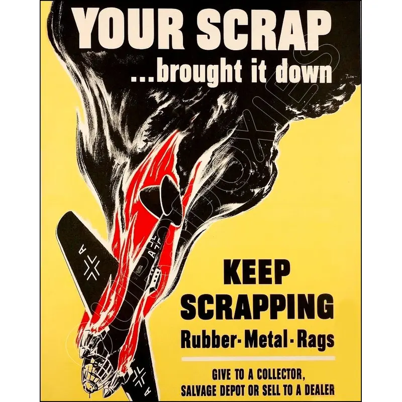1942 WWII Poster Photo 8X10 Photo - Keep Scrapping - 3126
