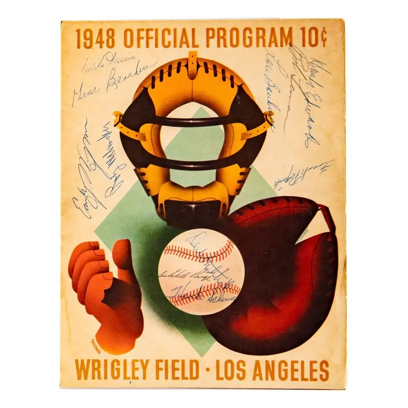 1948 Cleveland Indians World Series Champs Team Signed Program Satchel Paige JSA