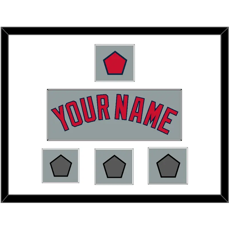 Boston Name, Logo Patch & Three World Series Champions Patches - Road Gray - Single Mat 1