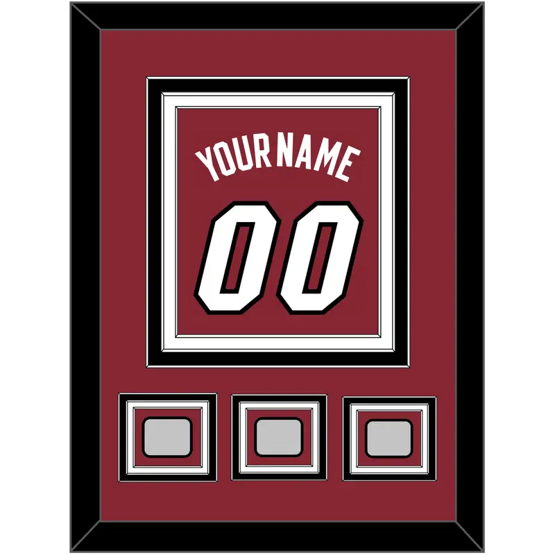 Miami Name & Number With 3 Finals Patches - Alternate Red (2009-2017) - Triple Mat 4