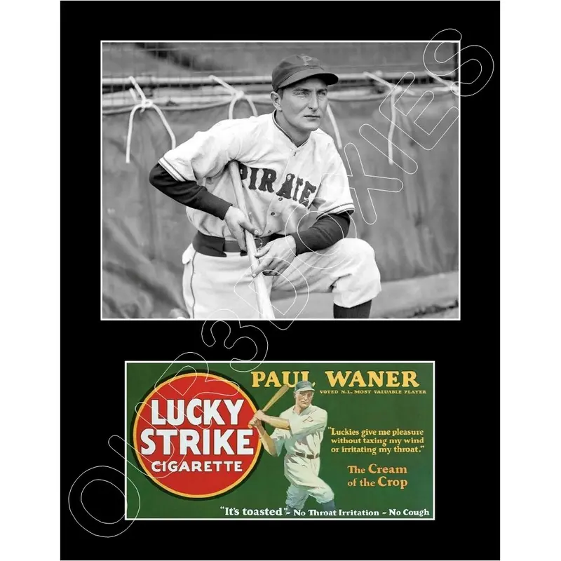 Paul Waner 1928 Lucky Strike Matted Photo Display 11X14 - Pirates - 1617