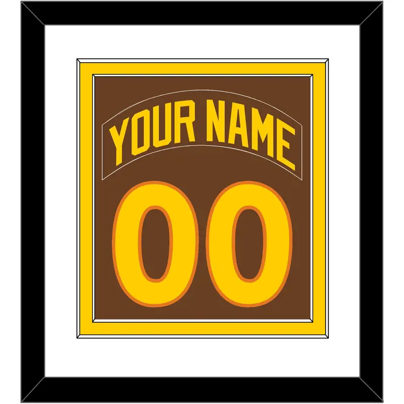 San Diego Nameplate & Number Combined - Road Brown (1980-1984) - Double Mat 1