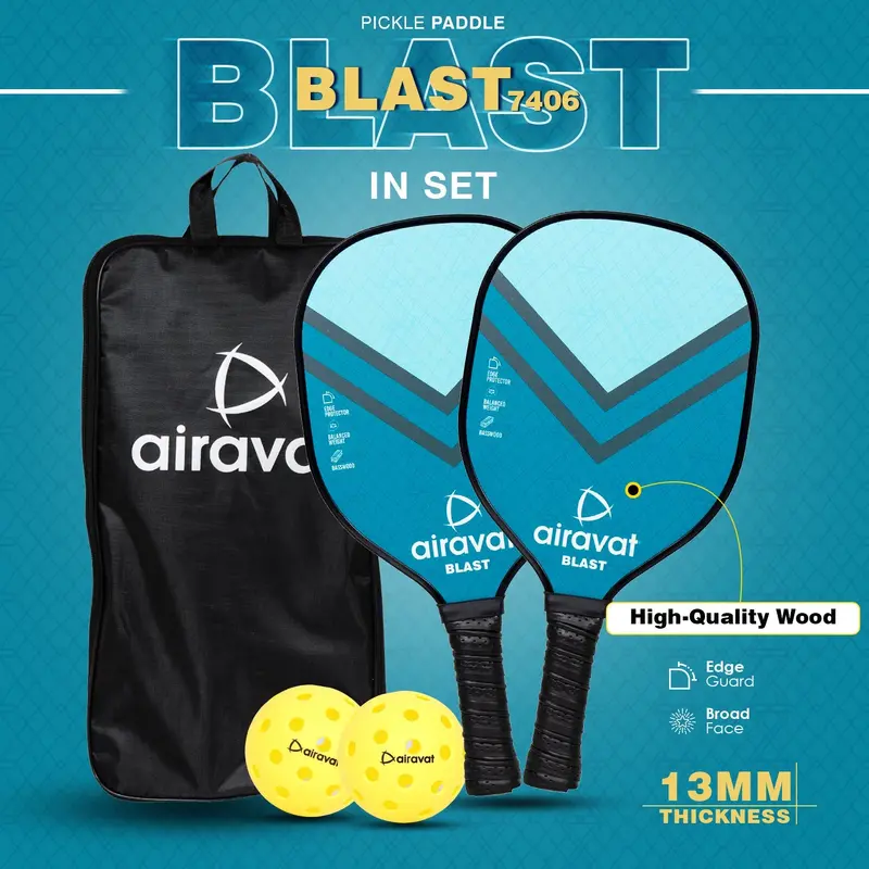 BLAST WOODEN PICKLEPADDLE  - 7406 ( SET ) Airavat | Kibi Sports