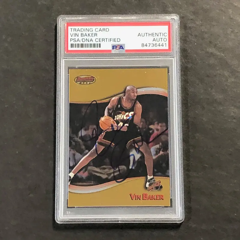 1999-00 Bowman Best #52 Vin Baker Signed Card PSA/DNA Slabbed Bucks